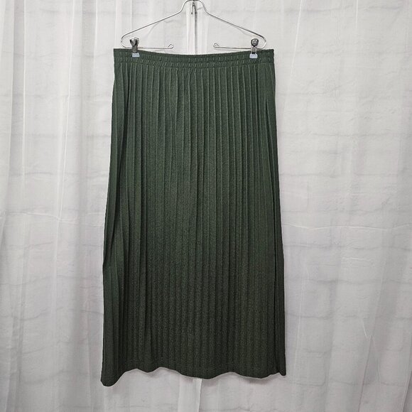 Simply Great By Weekenders Olive Green Pleated Maxi Skirt Boho Minimalist 34" - Picture 9 of 9